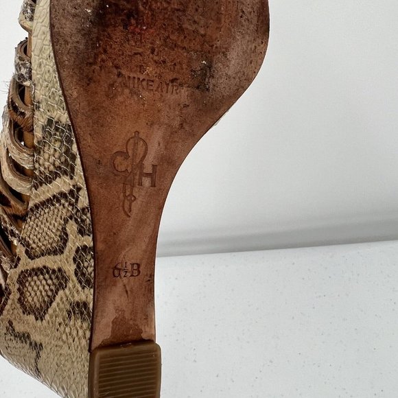 Cole Haan Women's Wedge High Heels Size 6.5B Leopard Snake Print 4" Heels - Picture 9 of 14